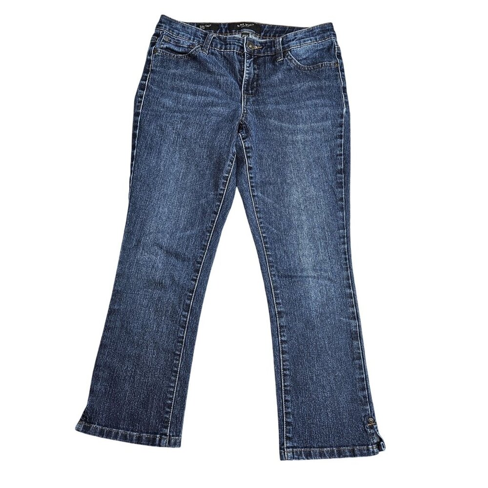 Nine West Slim Crop Jeans Womens 6 Blue Medium Wash Ankle Zip Stretch Denim